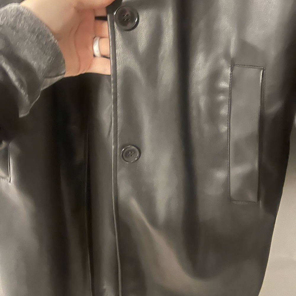 Worn once faux leather trench coat
